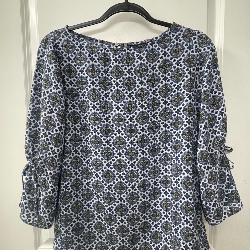 Chase Lands' End Blue and Green Patterned Blouse